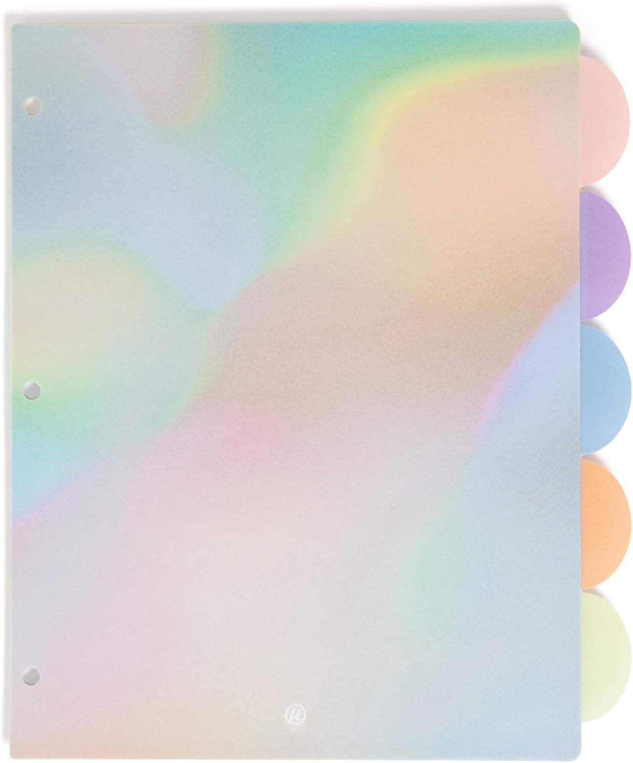 image:imageU Brands 5 Tab Poly Binder Dividers with Pocket Pastel Drift 3Hole Punched 10 Blank Labels Transparent Pocket Durable NoTearLucent Dreams