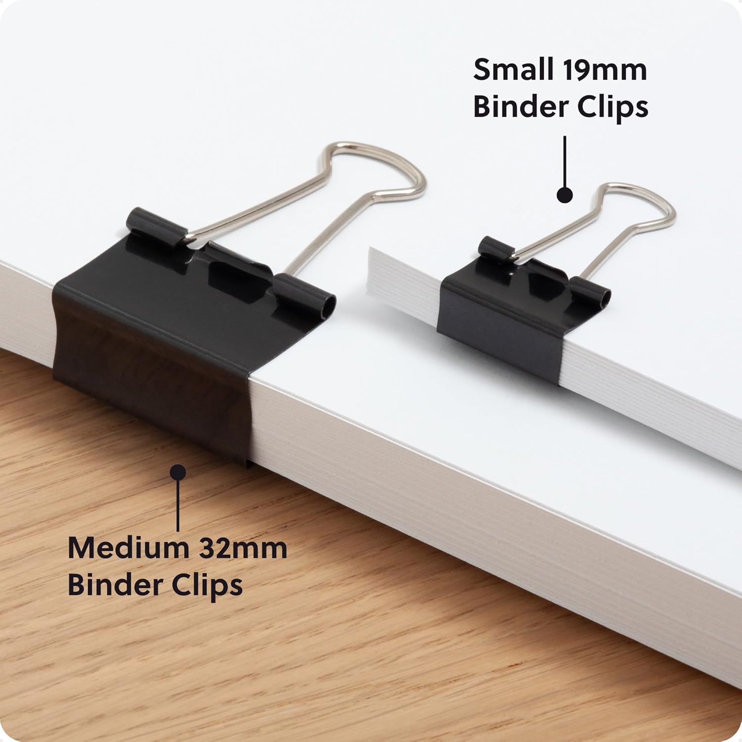 image:imageU Brands Binder Clips Assorted Sizes Small 34Inch Width and 13Inch Paper Holding Capacity Medium 114Inch Width and 12Inch Paper Holding Capacity Black and Silver Steel 80Count