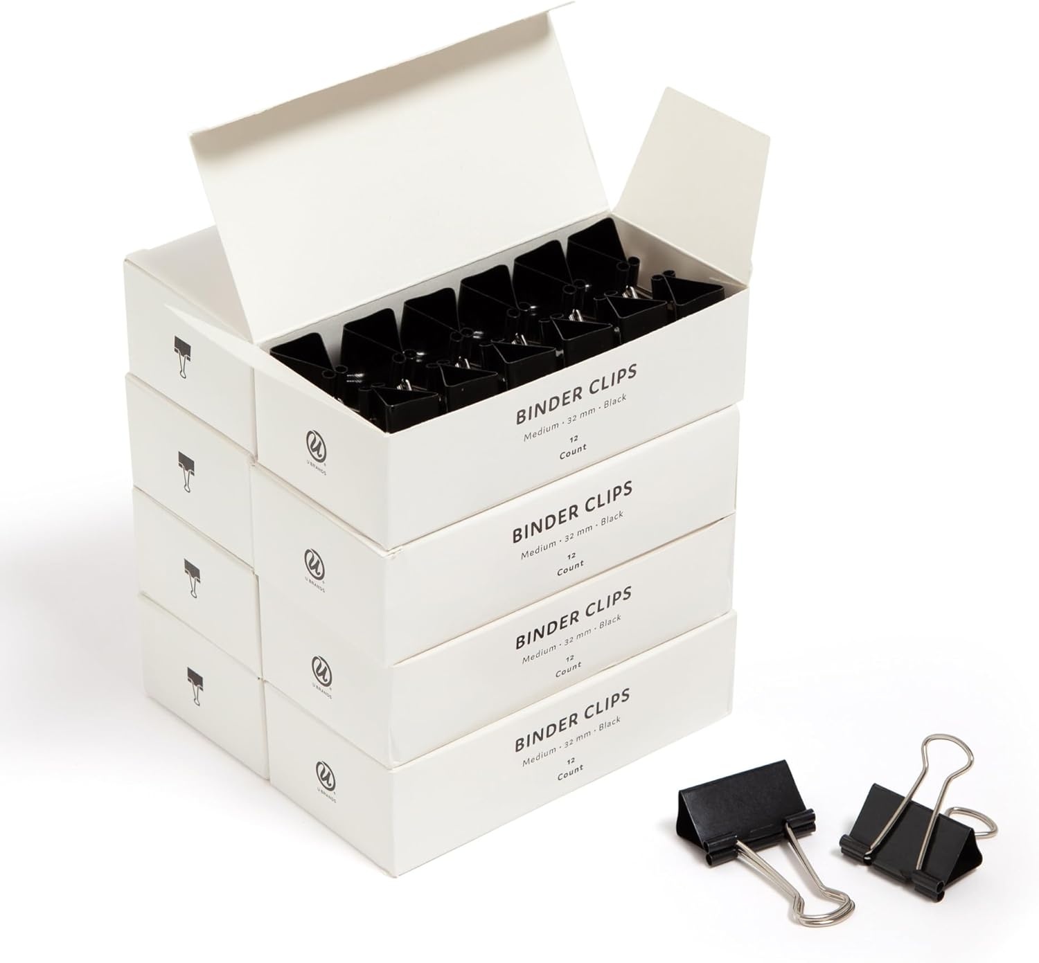 image:imageU Brands Binder Clips Medium 114 Width 12 Paper Holding Capacity Black and Silver Steel 96CountMedium