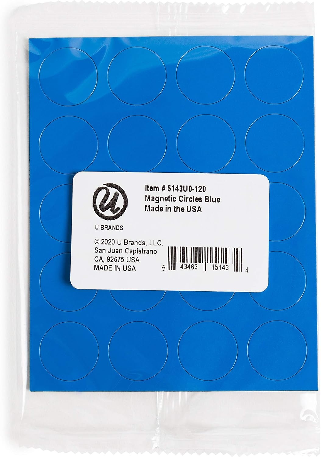 image:imageU Brands Blue Round Magnets 075 Inch 20 Count Strong Small Circle Magnets for Whiteboards Lockers Refrigerators Magnetic Boards Classroom Office CraftsBlue