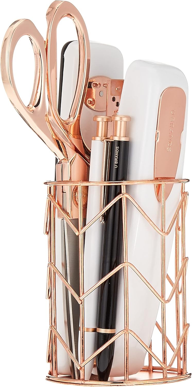 image:imageU Brands Desktop Accessory Kit Office Supplies Set Wire Metal Rose Gold 10Pieces