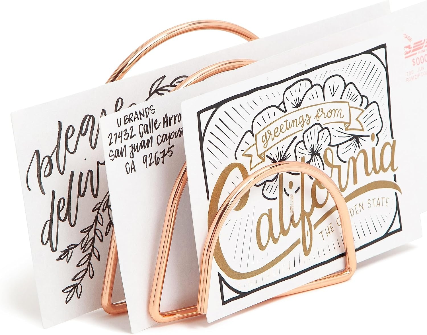 image:imageU Brands Desktop Fashion Filing Set Desktop Organizer Rose Gold Wire Metal 10 Piece Office Gift Set 2104U0001