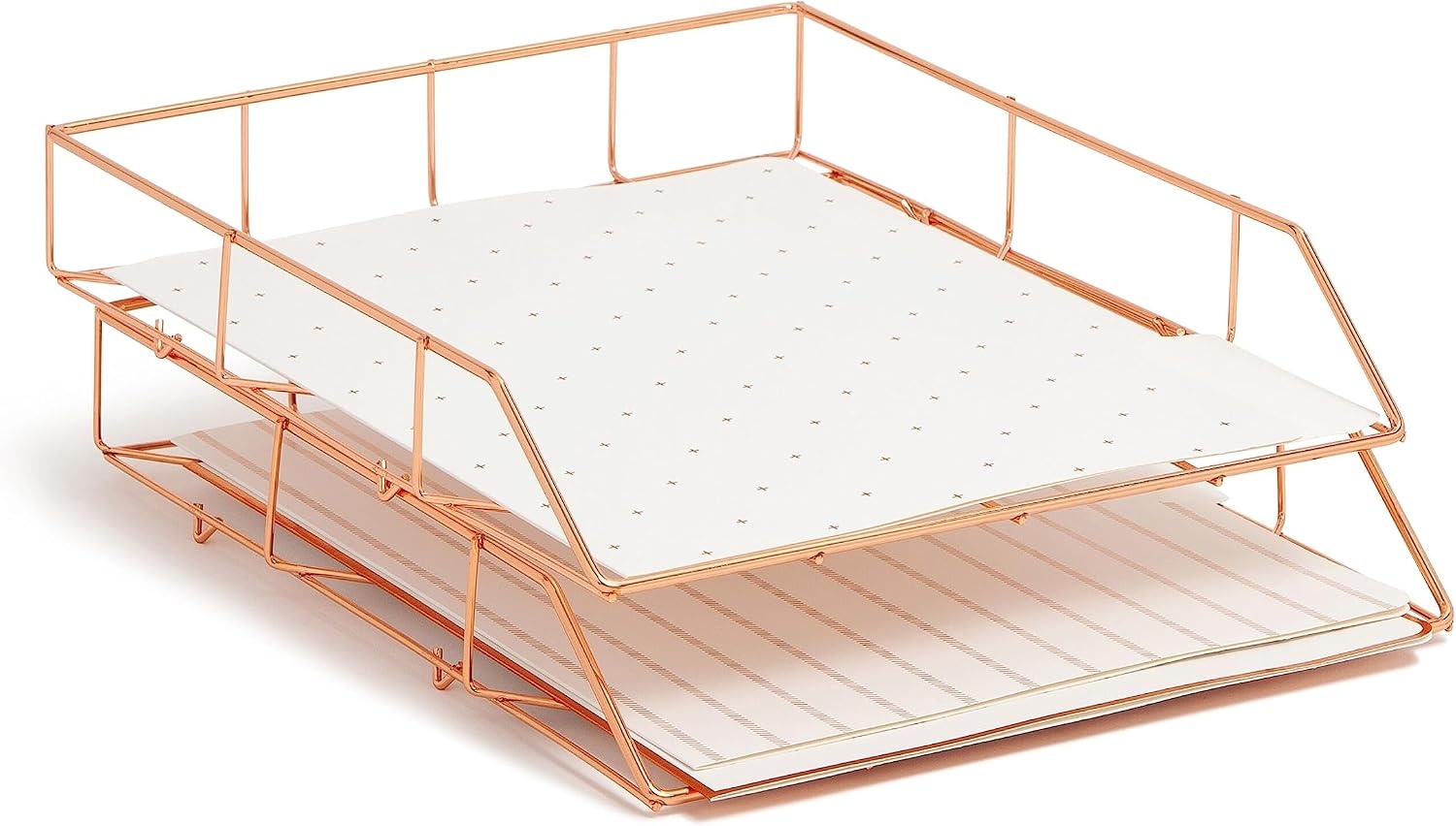 image:imageU Brands Desktop Fashion Filing Set Desktop Organizer Rose Gold Wire Metal 10 Piece Office Gift Set 2104U0001
