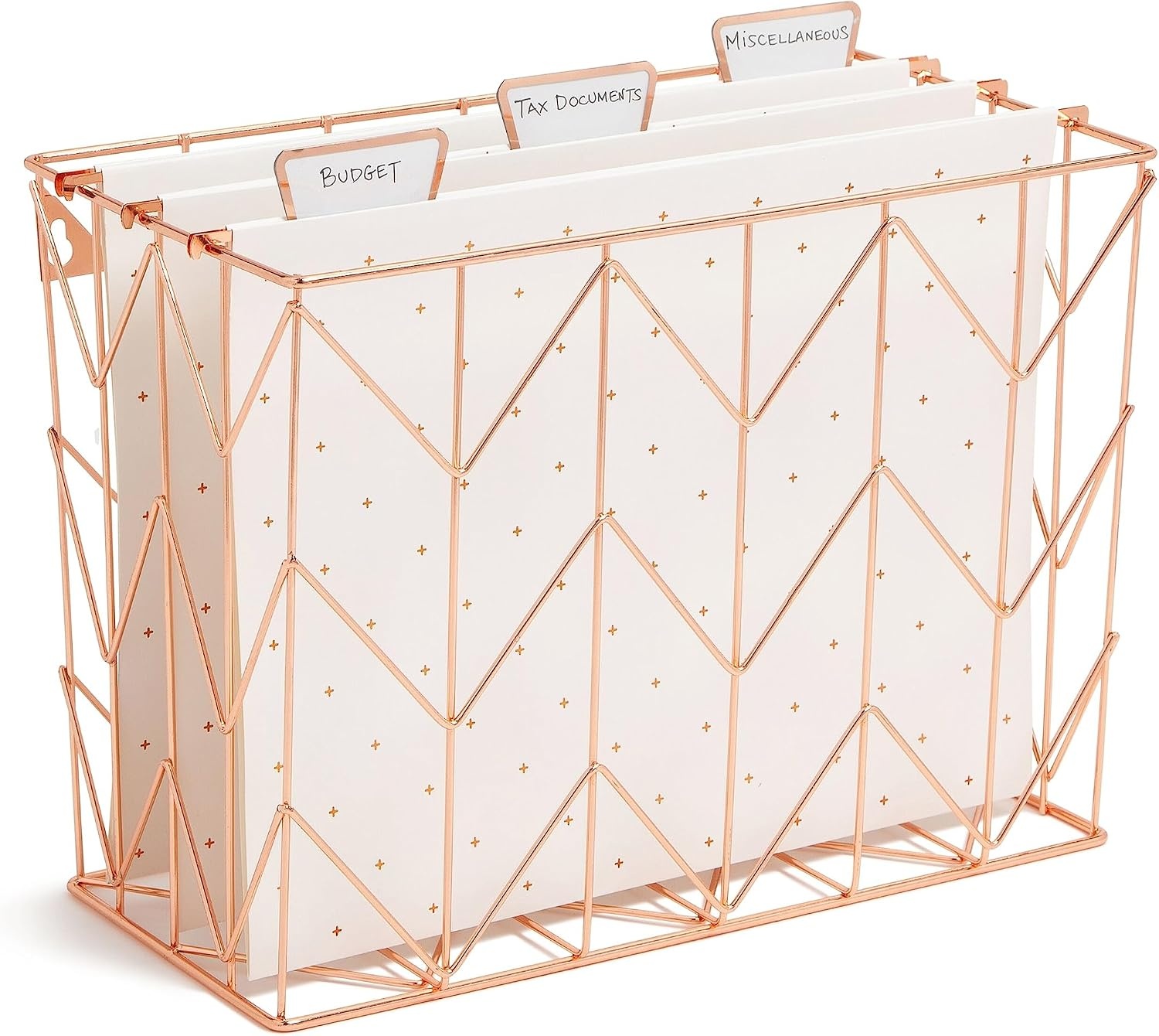 image:imageU Brands Desktop Fashion Filing Set Desktop Organizer Rose Gold Wire Metal 10 Piece Office Gift Set 2104U0001