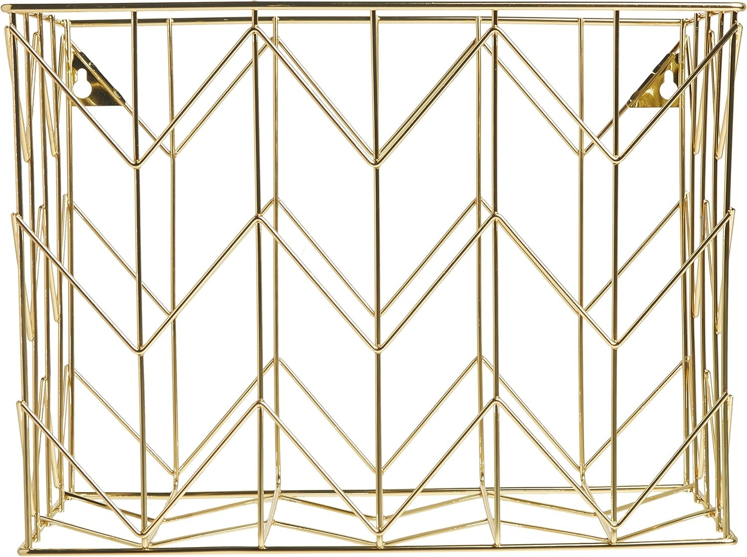 image:imageU Brands Desktop Hanging File Organizer Gold Wire Metal Letter Size File Holder Steel Wire Document amp Folder Organizer for Office Desk Home ClassroomLetter