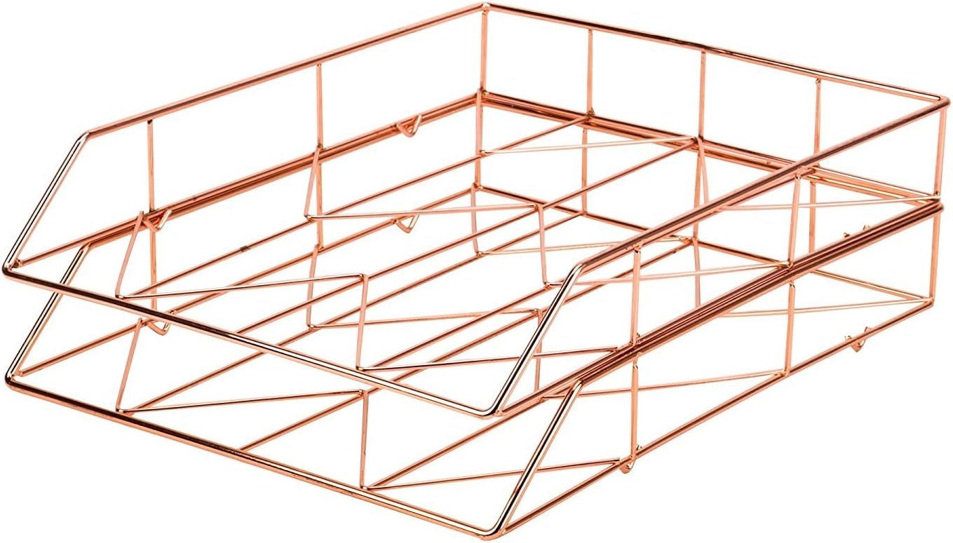 image:imageU Brands Desktop Letter Tray Rose Gold Wire Metal 855U0312