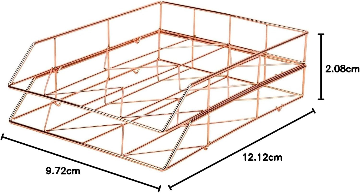 image:imageU Brands Desktop Letter Tray Rose Gold Wire Metal 855U0312