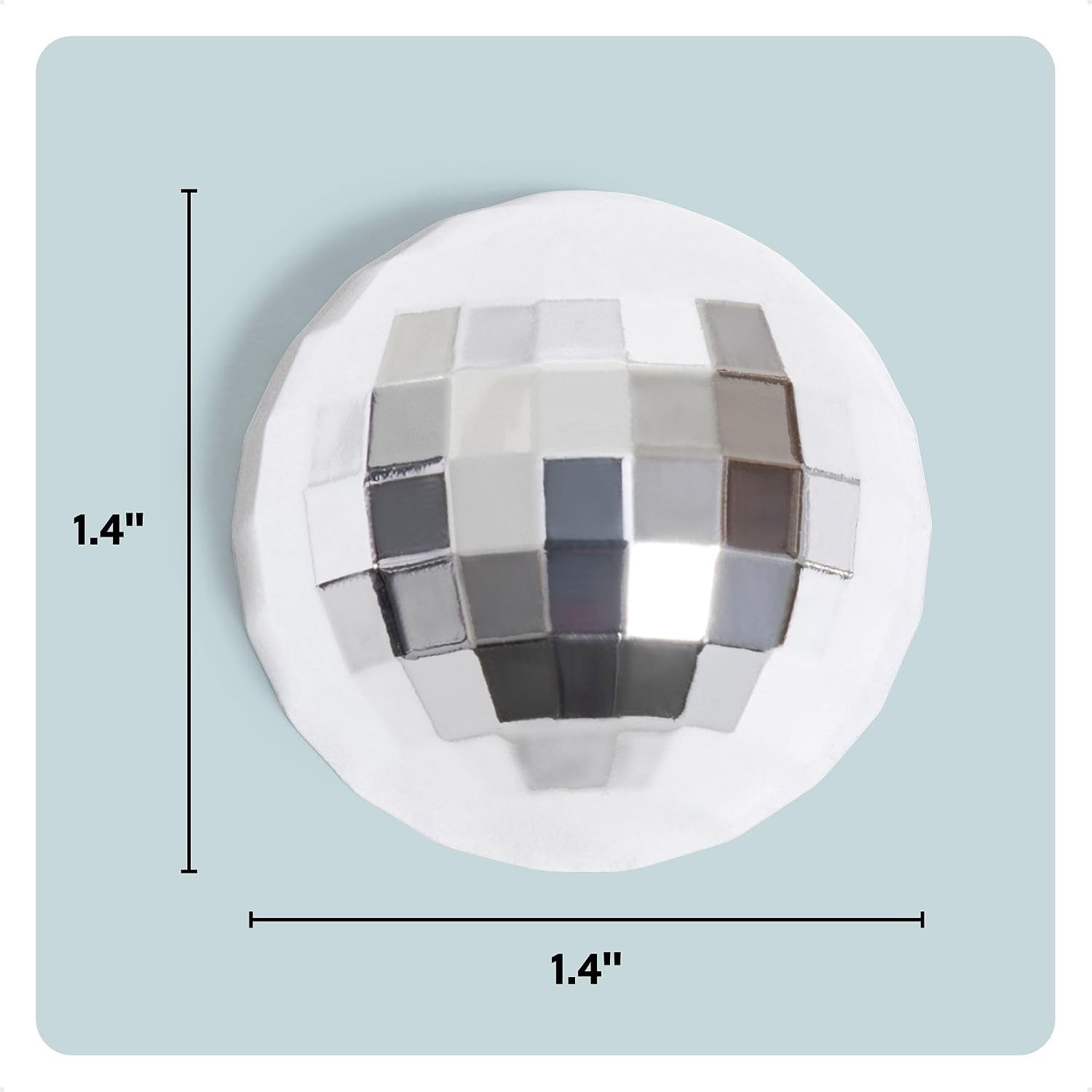 image:imageU Brands Disco Ball Locker Magnets Set of 3 Silver Fun Magnetic Locker Accessories for School Whiteboard Accessories Cute Magnets for Refrigerator