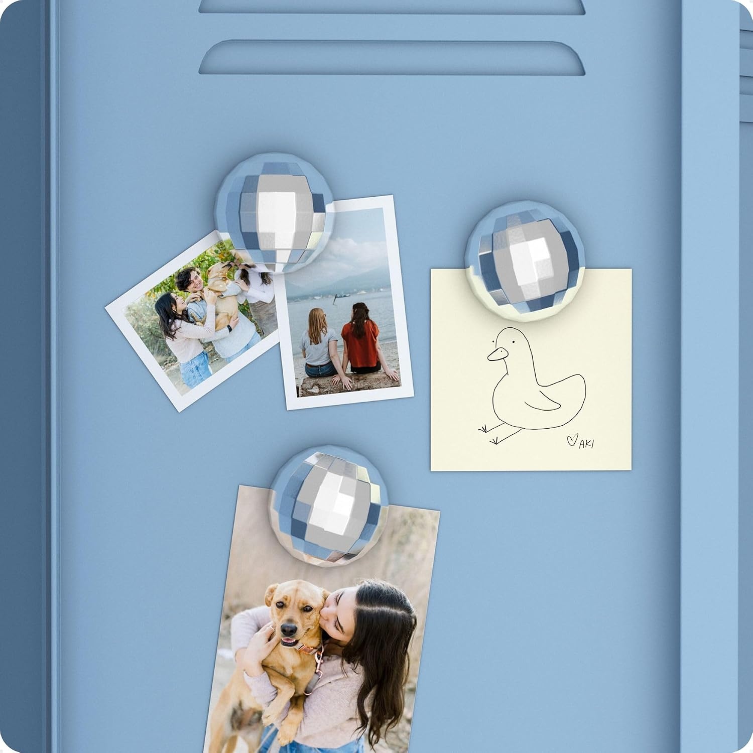 image:imageU Brands Disco Ball Locker Magnets Set of 3 Silver Fun Magnetic Locker Accessories for School Whiteboard Accessories Cute Magnets for Refrigerator