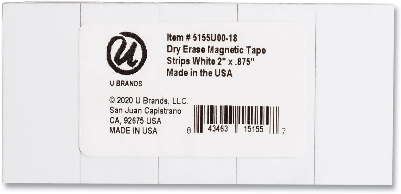 image:imageU Brands DryErase Magnetic Tape Strips 2 x 0875 White 25 Pack Reusable WriteOn Magnet Labels for Whiteboards Lockers Shelves Classroom Organization Office and Home