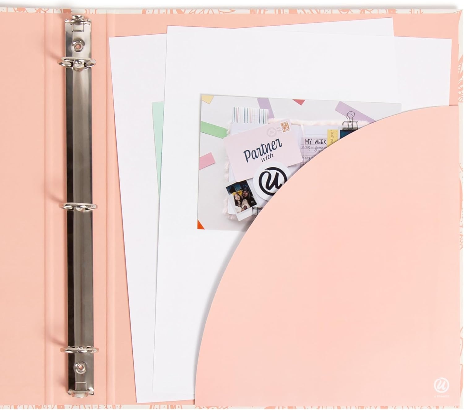 image:imageU Brands EcoConscious 1 Binders Set of 2 Artist Touch Prints Silver Metal ORingsSage Green Boho Chic Prints