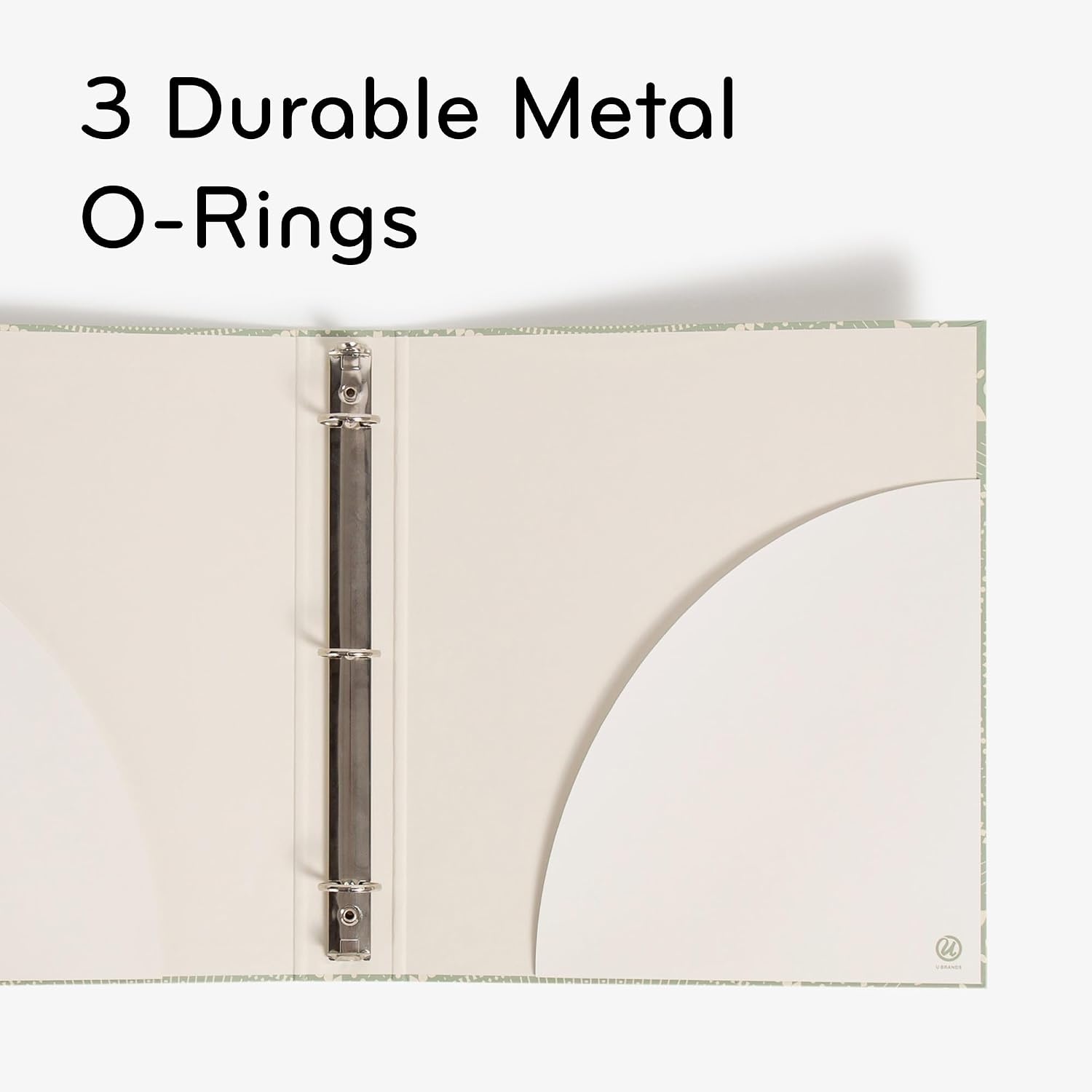 image:imageU Brands EcoConscious 1 Binders Set of 2 Artist Touch Prints Silver Metal ORingsSage Green Boho Chic Prints