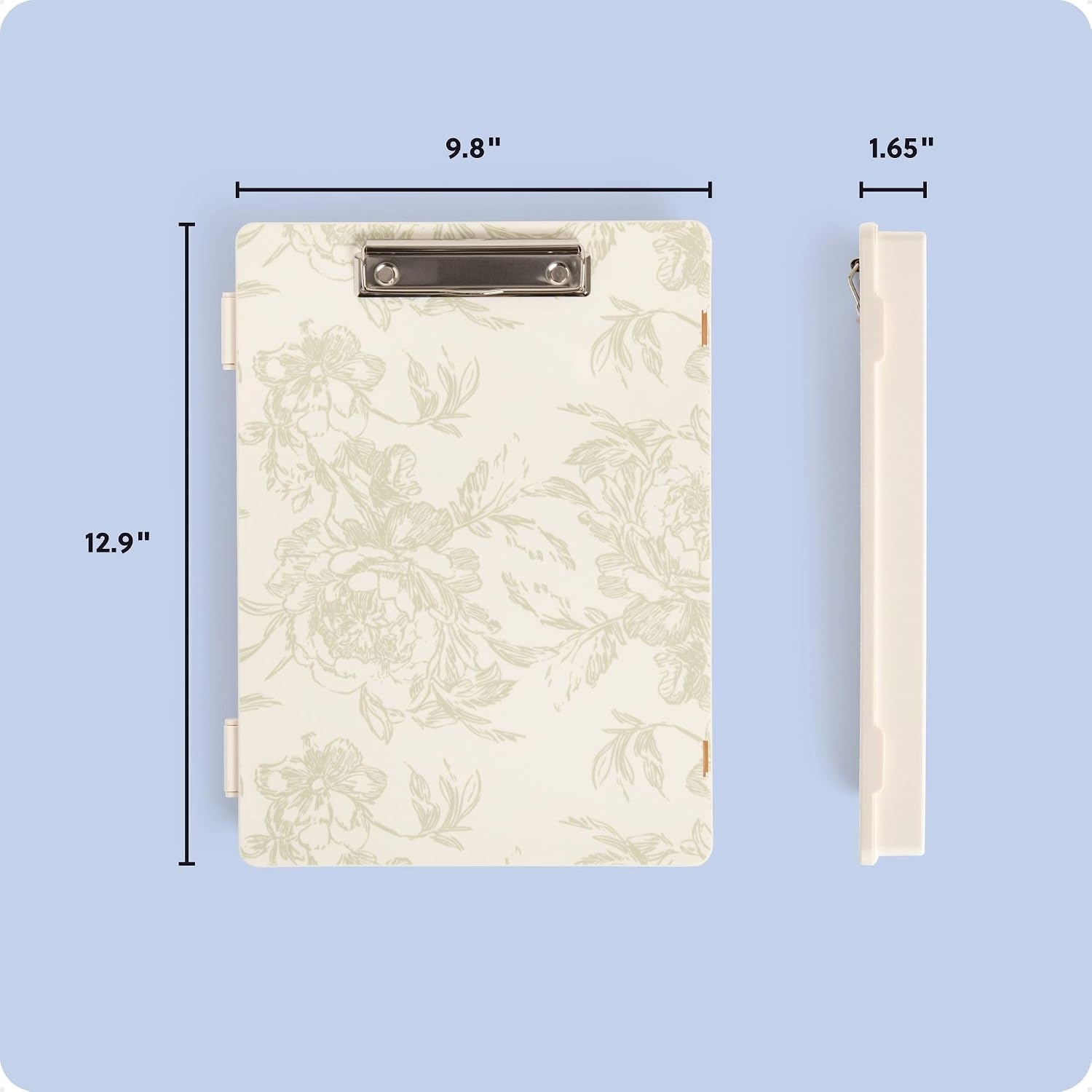 image:imageU Brands Fashion Storage Clipboard Romantic Vintage Print 8 Interior Dividers Metal Clip Hard Writing Surface 13 x 98 InchesRomantic Vintage
