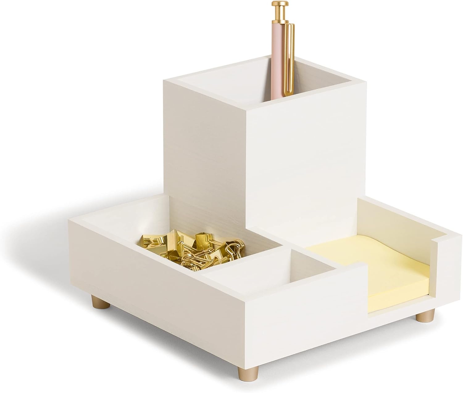 image:imageU Brands Juliet Compartment Cup Office Organization Supplies White and Gold 1 Count