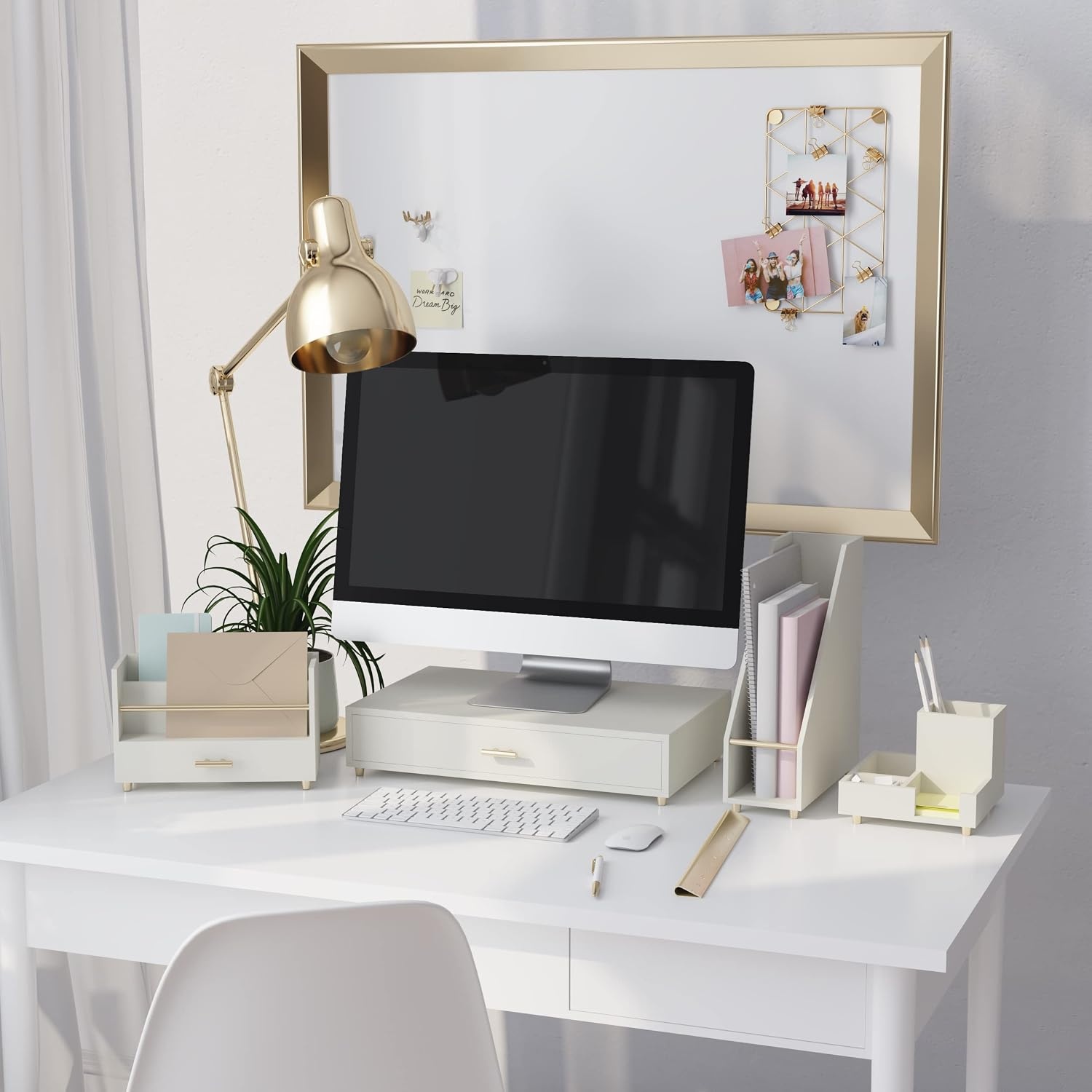 image:imageU Brands Juliet Compartment Cup Office Organization Supplies White and Gold 1 Count
