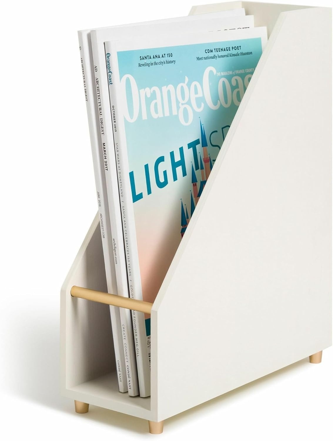 image:imageU Brands Juliet Magazine Holder Office Supplies Offwhite and Gold 1 Count 3463U0206