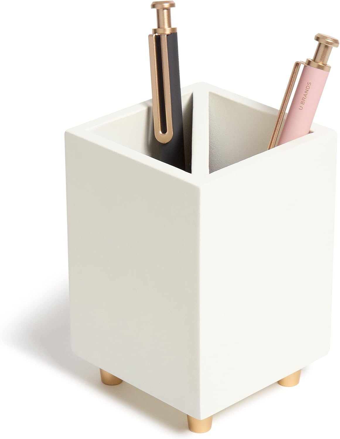 image:imageU Brands Juliet Pencil Cup Office Organization Supplies White and Gold 1 Count