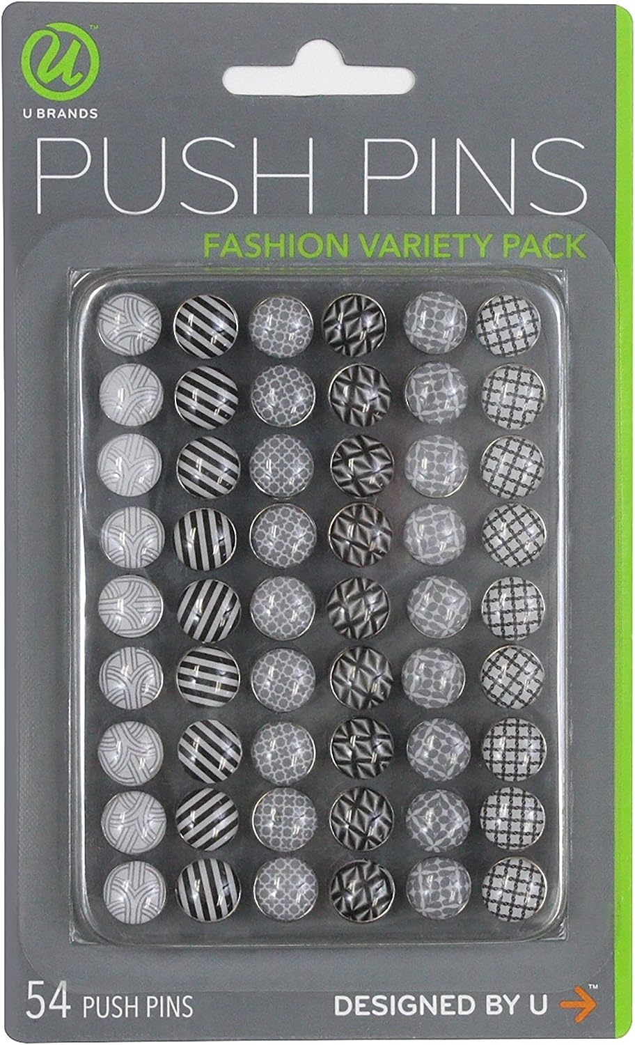 image:imageU Brands Map Push Pins Assorted Colors 300Count 3086U0624BlackWhiteGray