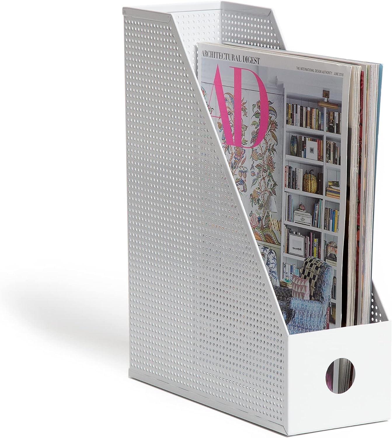 image:imageU Brands Modern Perforated Magazine Holder Office Supplies Metal White 122 x 374 x 965 1 Count
