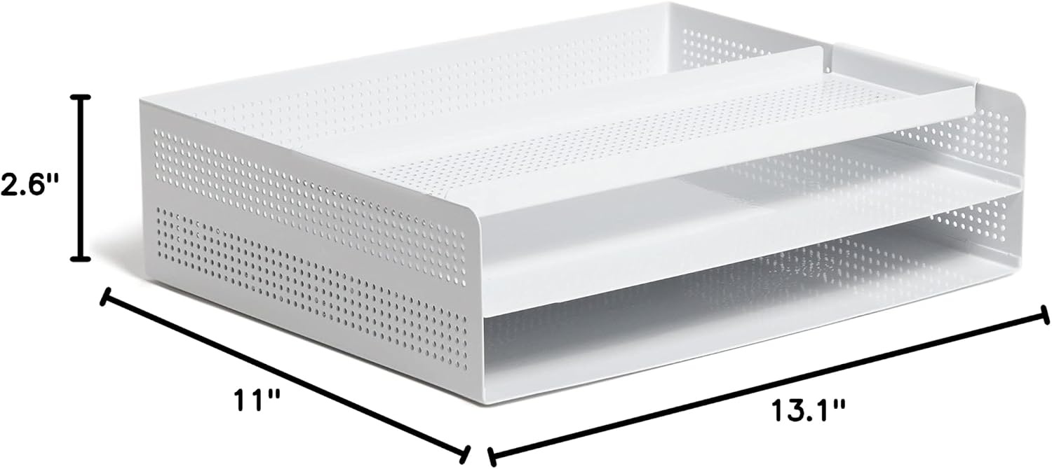 image:imageU Brands Modern Perforated Paper Tray Office Supplies Metal White 1 Count