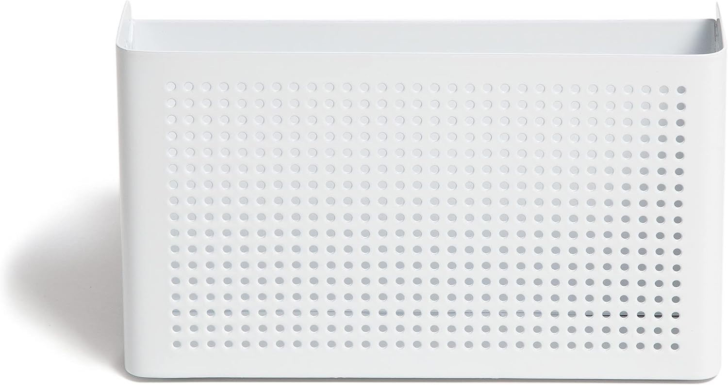 image:imageU Brands Modern Perforated Storage Cup Desk Organizer Office Supplies White Metal 1 Count