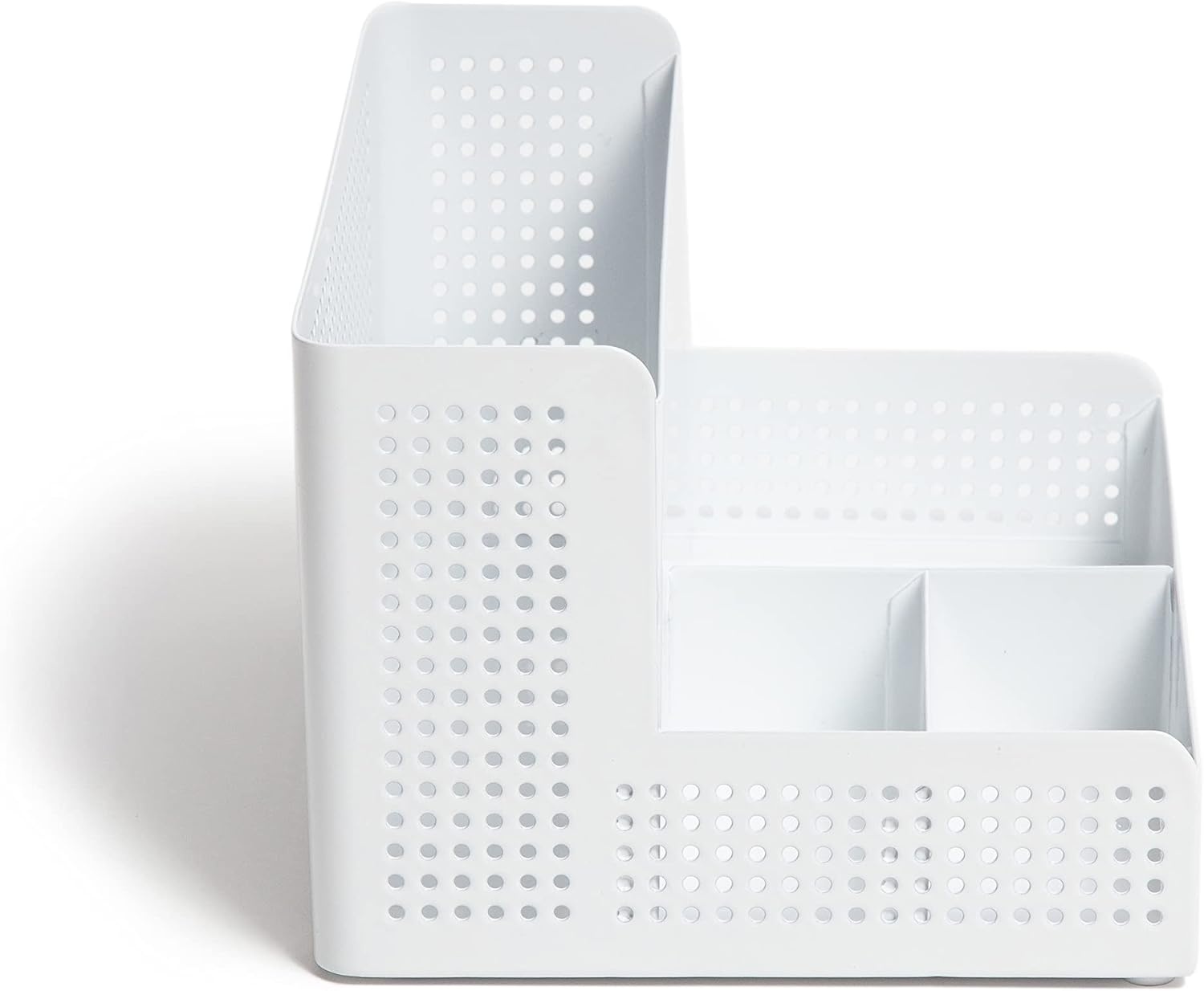 image:imageU Brands Modern Perforated Storage Cup Desk Organizer Office Supplies White Metal 1 Count