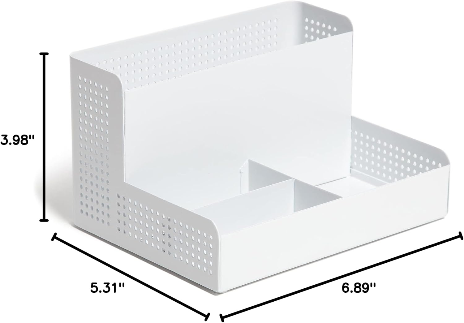 image:imageU Brands Modern Perforated Storage Cup Desk Organizer Office Supplies White Metal 1 Count