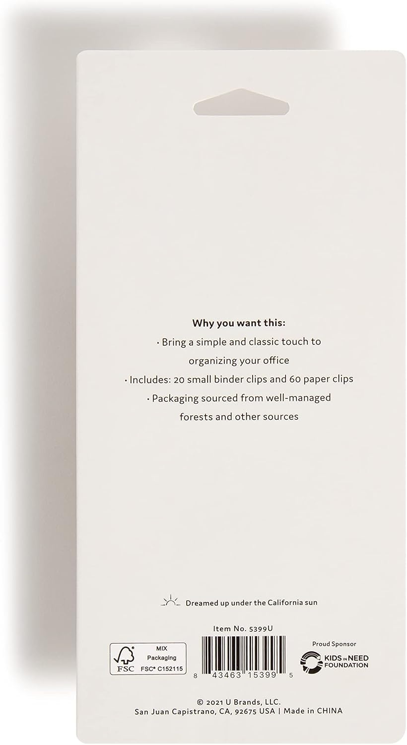 image:imageU Brands Office Accessory Kit Office Supplies Includes 60 Paper Clips and 20 Small Binder Clips ClassicClassic