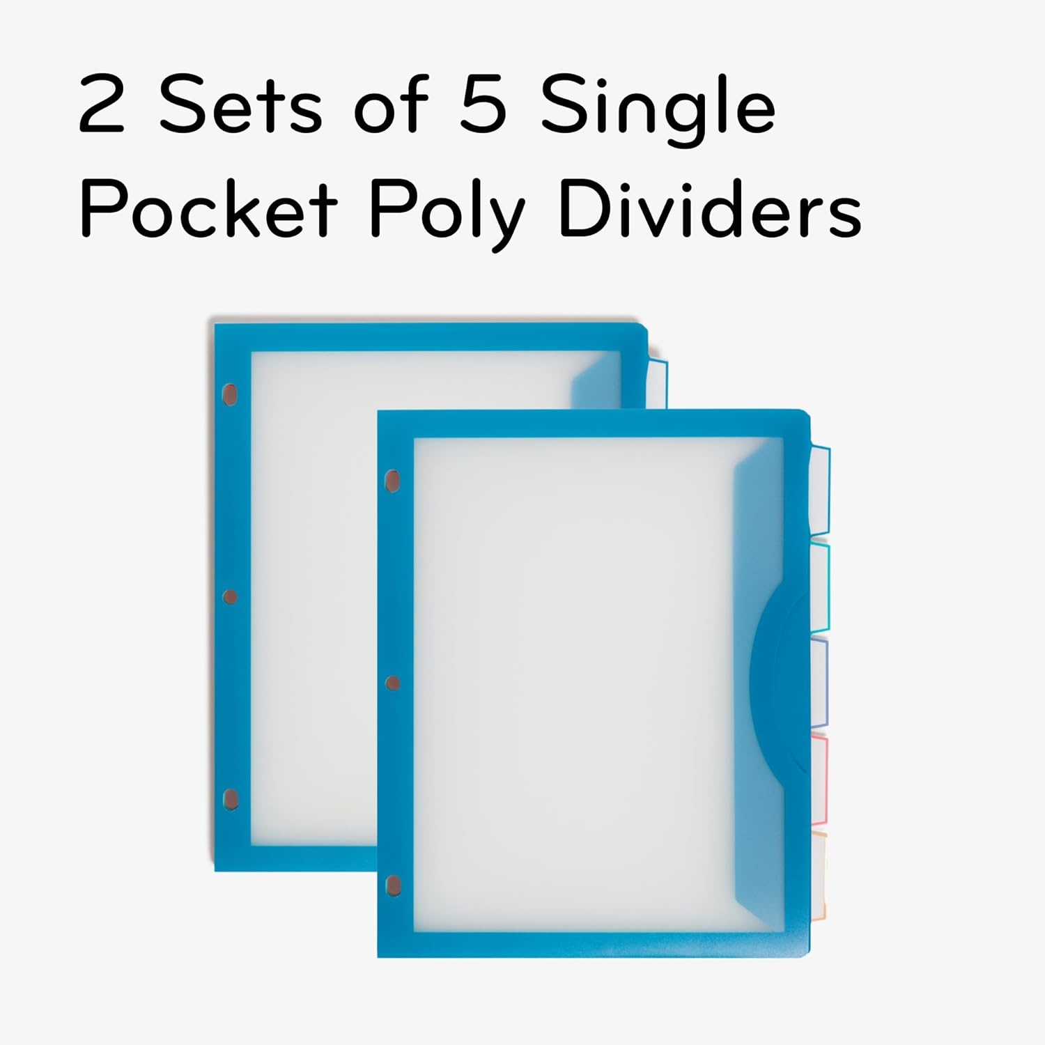 image:imageU Brands Poly 5Tab Three Ring Binder Dividers with Tabs and Pockets Clear View 10 Set Assorted Brights 3Hole Punched Pocket Dividers5Tab Brights 10 Count