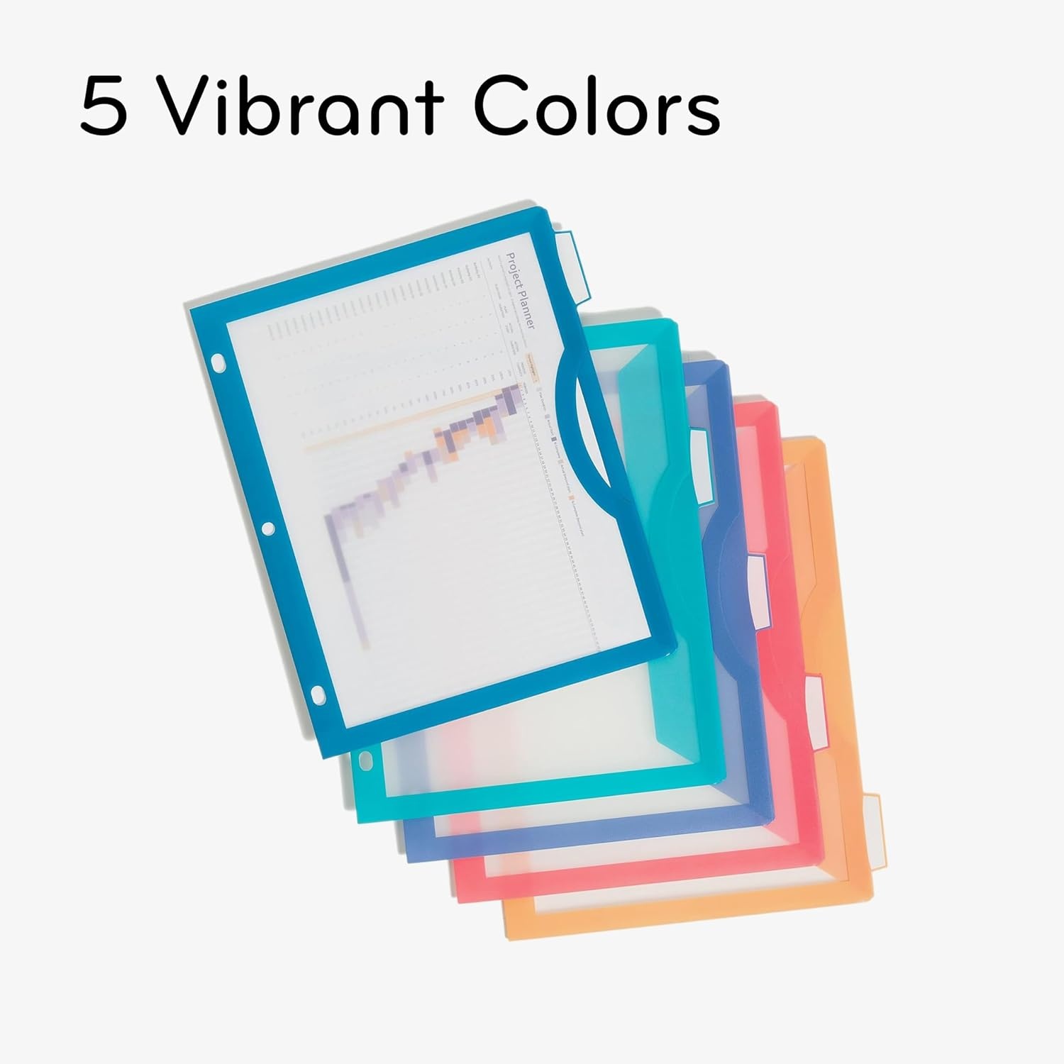 image:imageU Brands Poly 5Tab Three Ring Binder Dividers with Tabs and Pockets Clear View 10 Set Assorted Brights 3Hole Punched Pocket Dividers5Tab Brights 10 Count