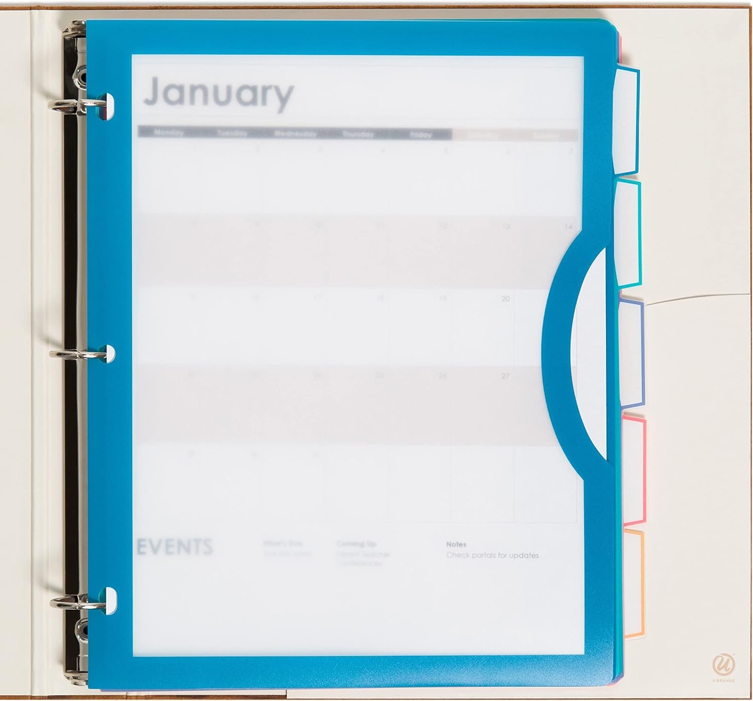 image:imageU Brands Poly 5Tab Three Ring Binder Dividers with Tabs and Pockets Clear View 10 Set Assorted Brights 3Hole Punched Pocket Dividers5Tab Brights 10 Count