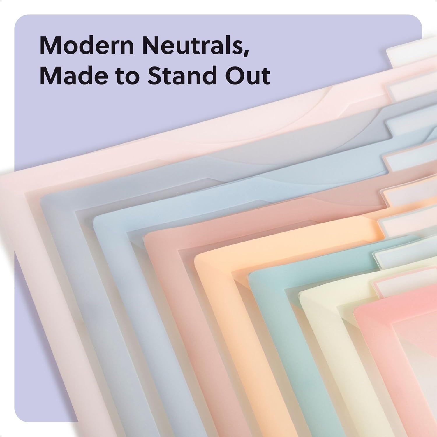 image:imageU Brands Poly 5Tab Three Ring Binder Dividers with Tabs and Pockets Clear View 10 Set Assorted Brights 3Hole Punched Pocket Dividers8Tab Geo Curve Modern 8 Count