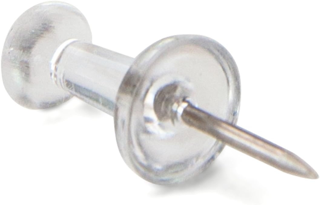 image:imageU Brands Push Pins Clear Plastic Head Thumbtacks Steel Point 200Count1