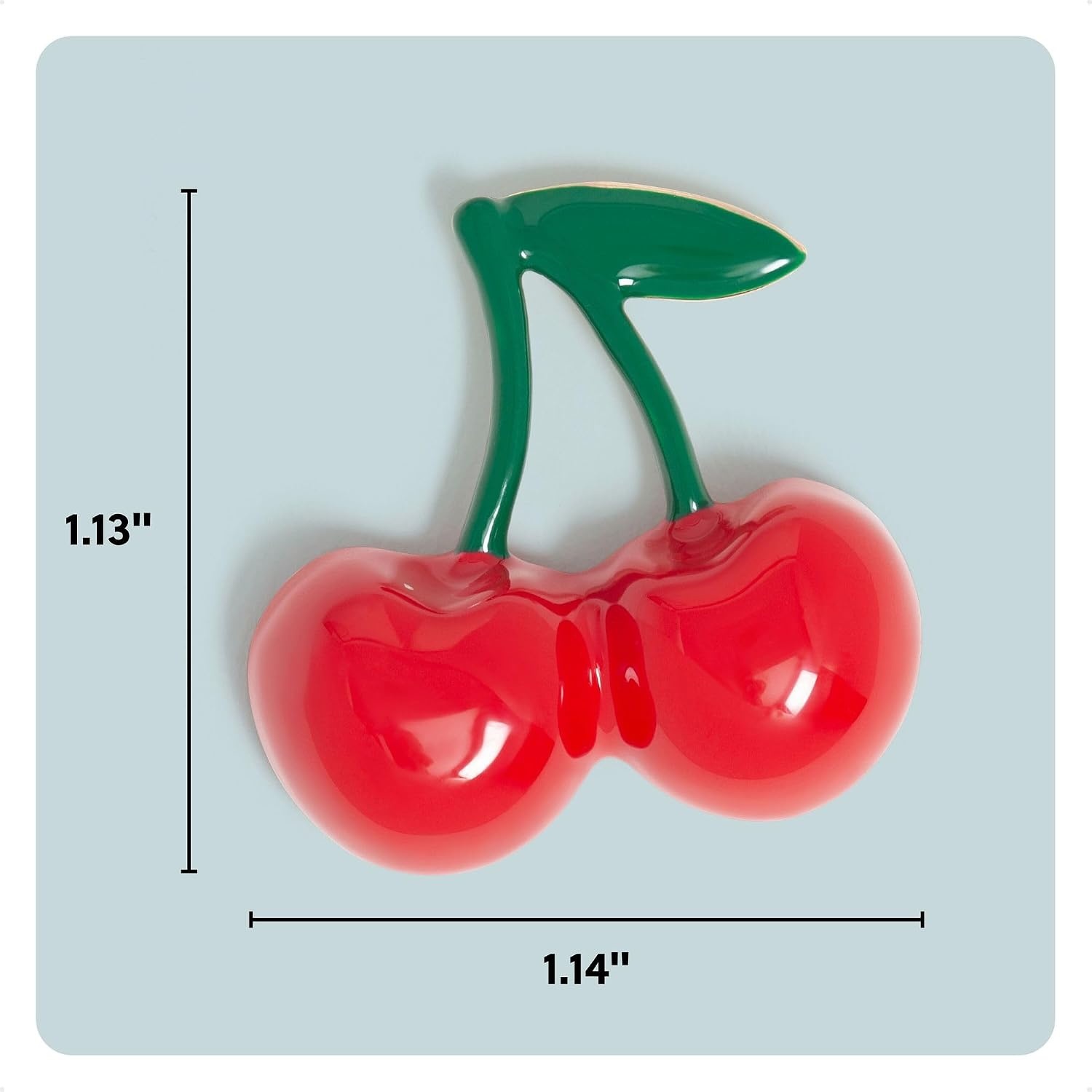 image:imageU Brands Red Cherry Locker Magnets Set of 4 Fun Magnetic Locker Accessories for School Whiteboard Accessories Cute Fruit Magnets for Refrigerator
