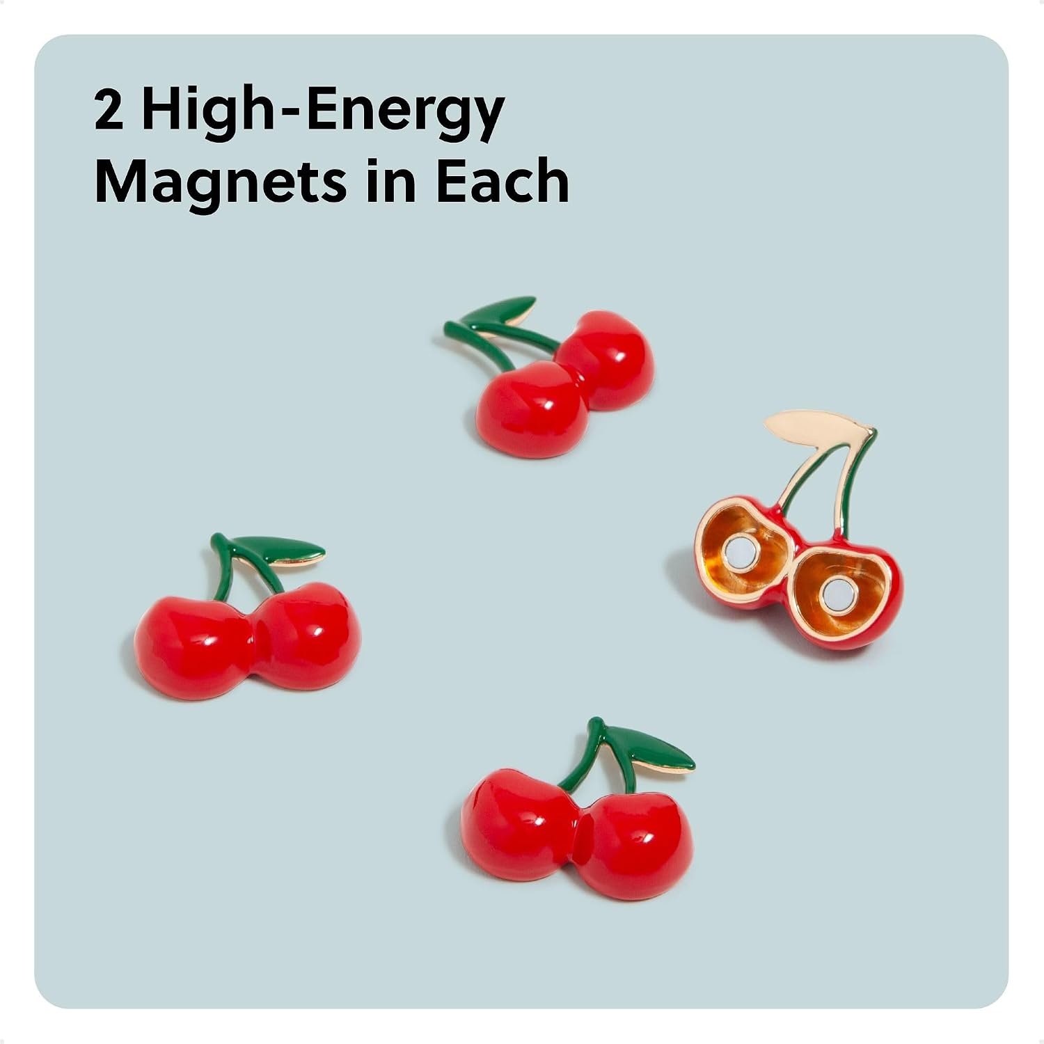 image:imageU Brands Red Cherry Locker Magnets Set of 4 Fun Magnetic Locker Accessories for School Whiteboard Accessories Cute Fruit Magnets for Refrigerator