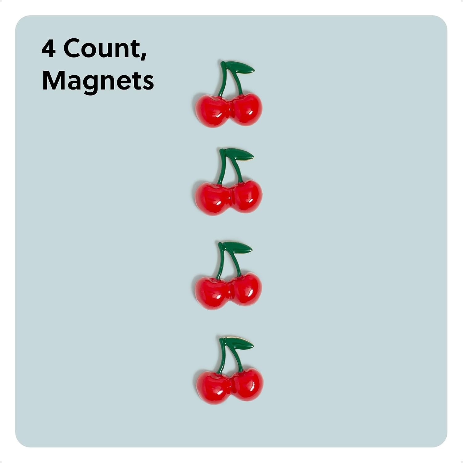 image:imageU Brands Red Cherry Locker Magnets Set of 4 Fun Magnetic Locker Accessories for School Whiteboard Accessories Cute Fruit Magnets for Refrigerator