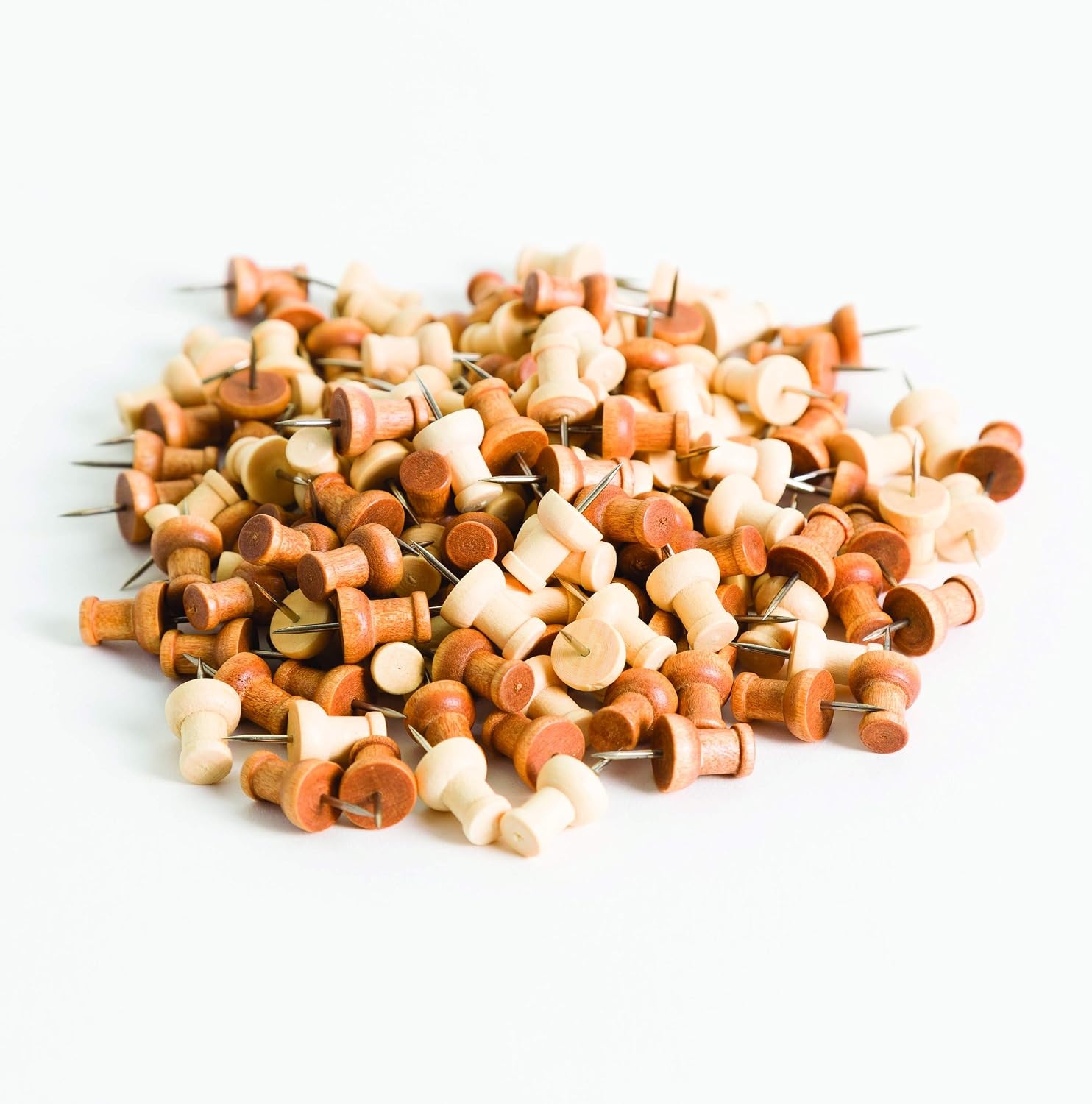 image:imageU Brands Standard Wooden Push Pins Set Office Supplies 150 PiecesNatural and Dark