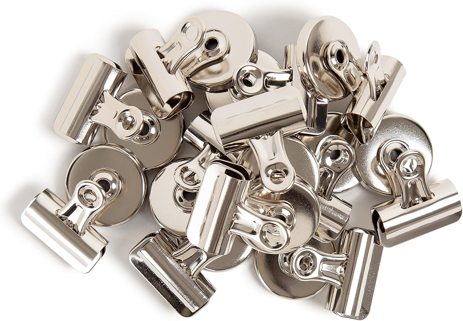 image:imageU Brands Strong Refrigerator Magnet Clips Silver Office Organization Supplies White Board Accessories 12 CountSilver
