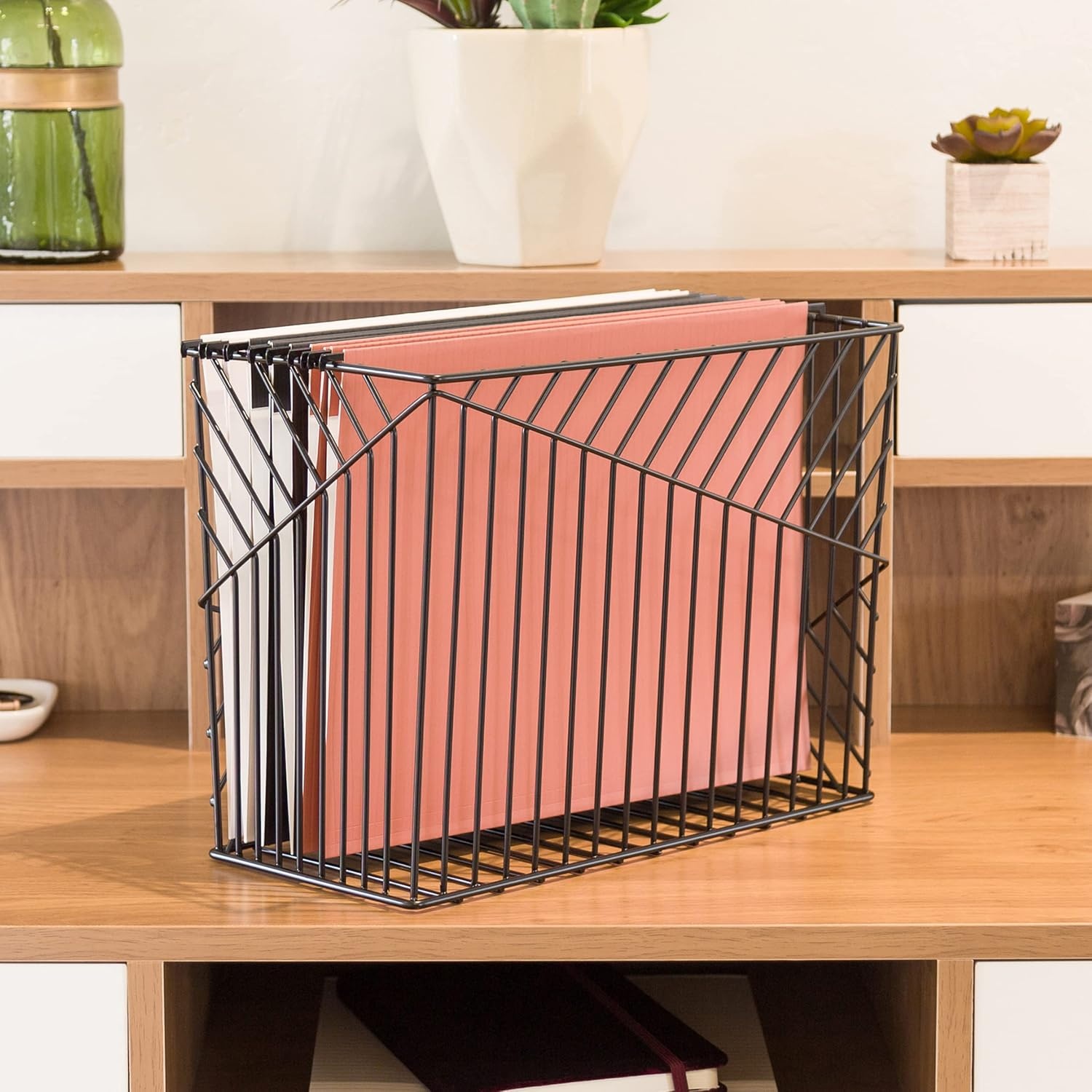 image:imageU Brands Vena Wire File Basket Office Supplies Metal Black 1 CountBlack