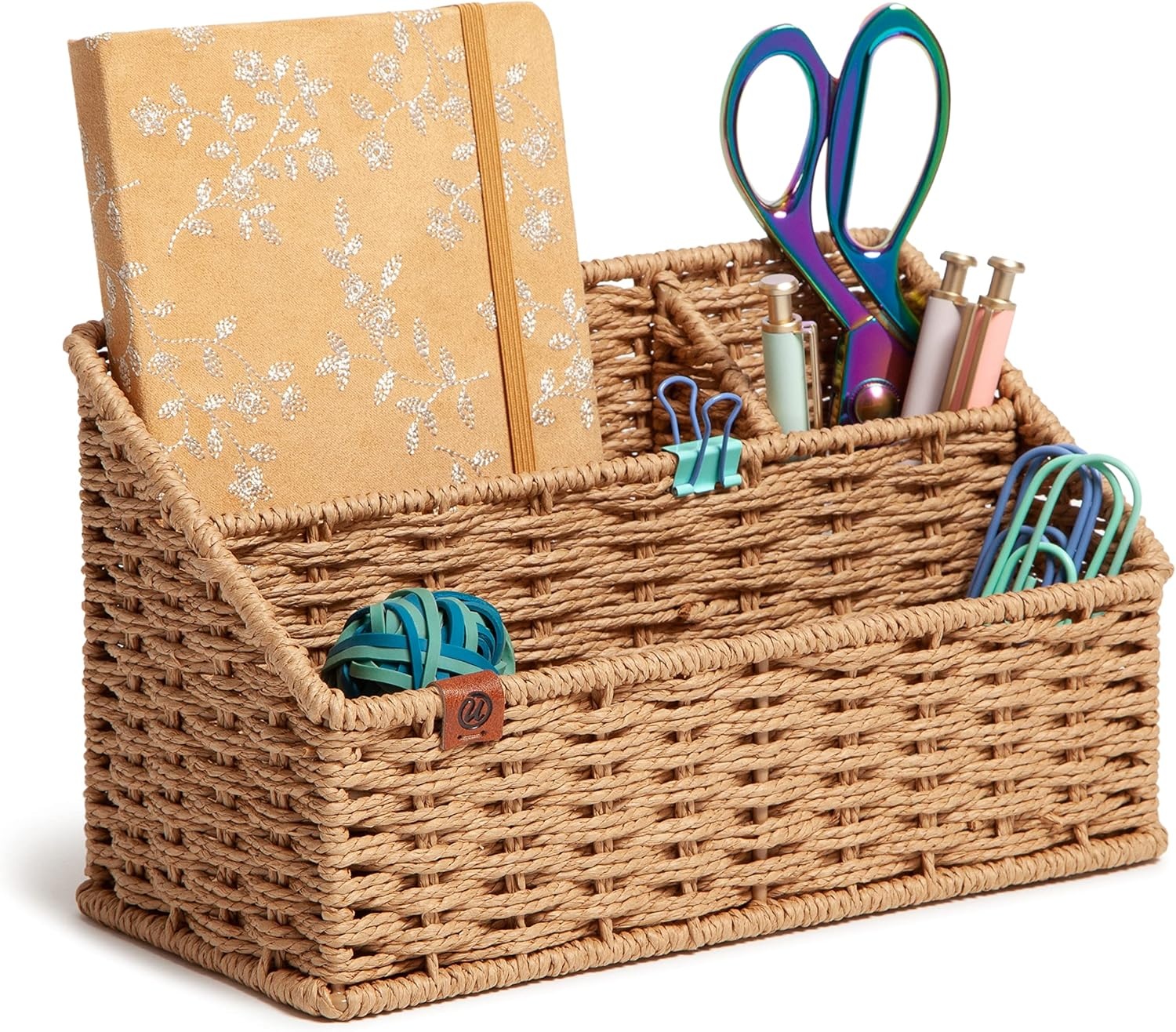 image:imageU Brands Woven Allin1 Desk Organizer RattanInspired Wicker Style Office Organization Supplies 1 Count Brown
