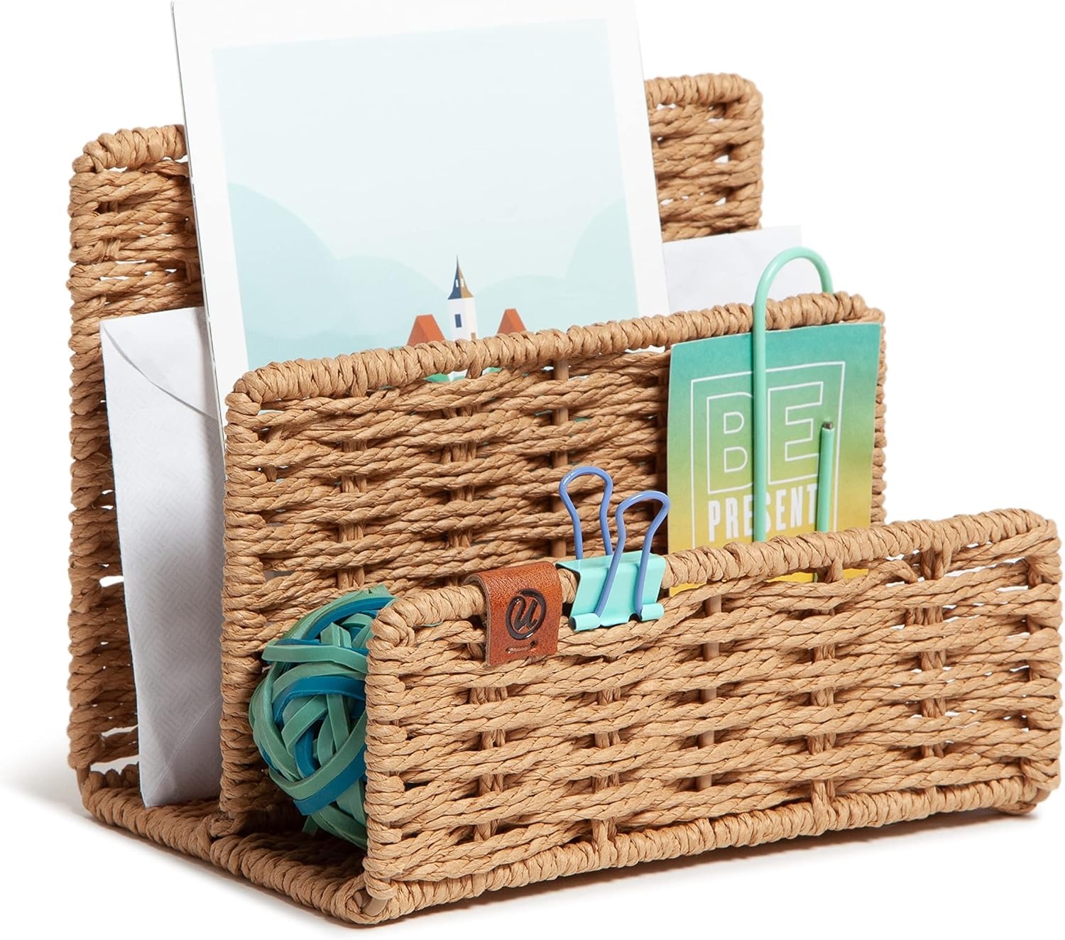 image:imageU Brands Woven Letter Sorter RattanInspired Wicker Style Office Organization Supplies 1 Count