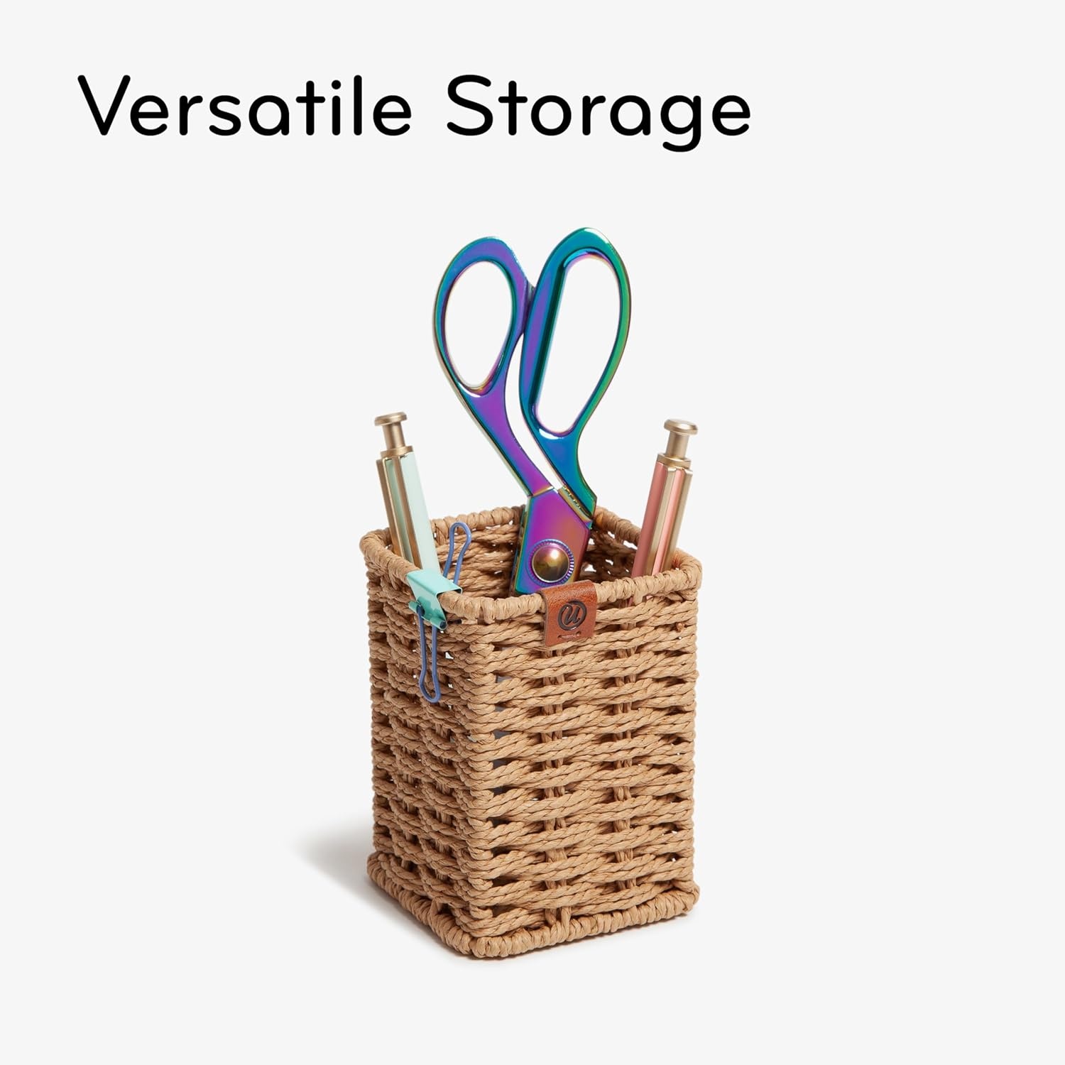 image:imageU Brands Woven Pencil Cup RattanInspired Wicker Style Office Organization Supplies Natural Wood 1 Count
