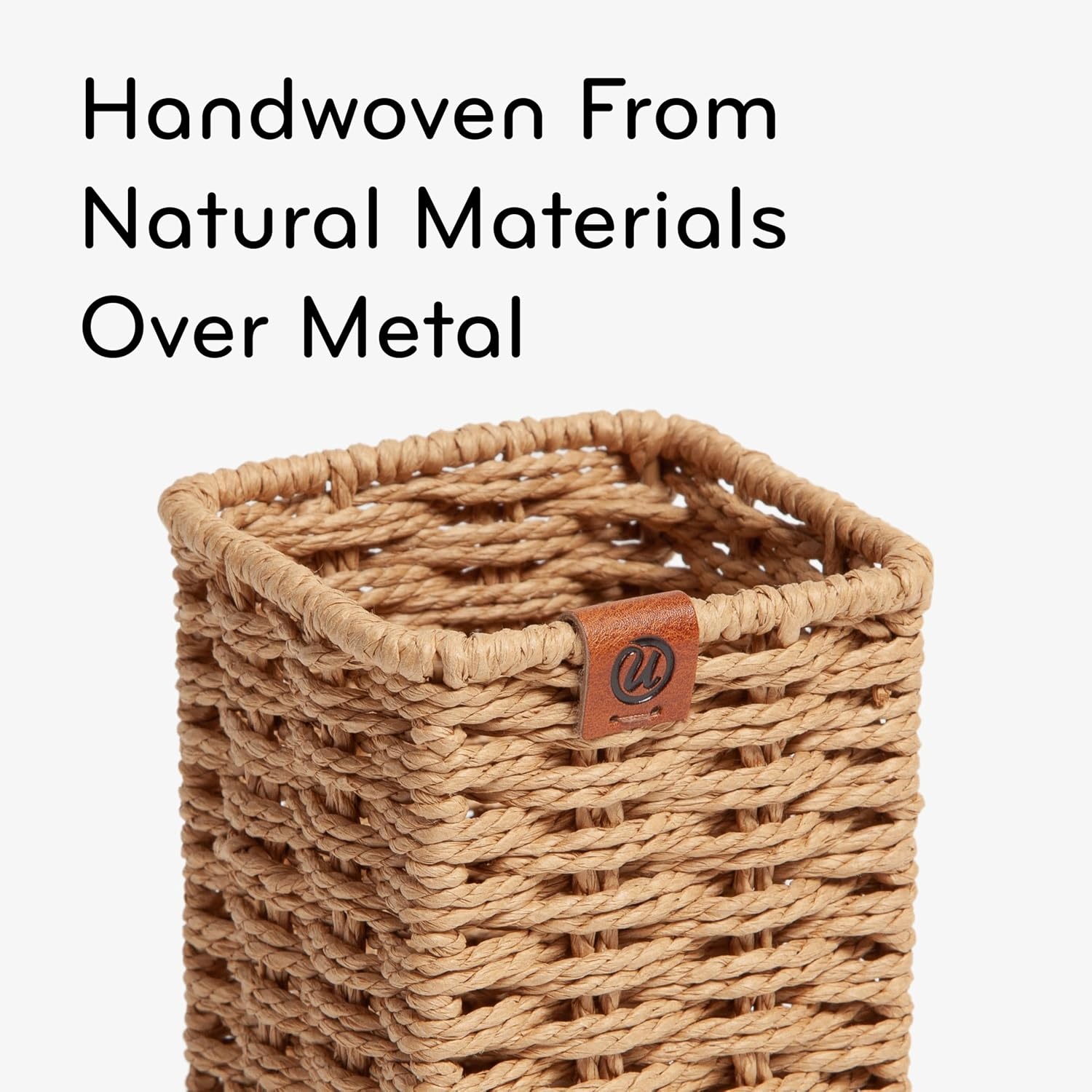 image:imageU Brands Woven Pencil Cup RattanInspired Wicker Style Office Organization Supplies Natural Wood 1 Count
