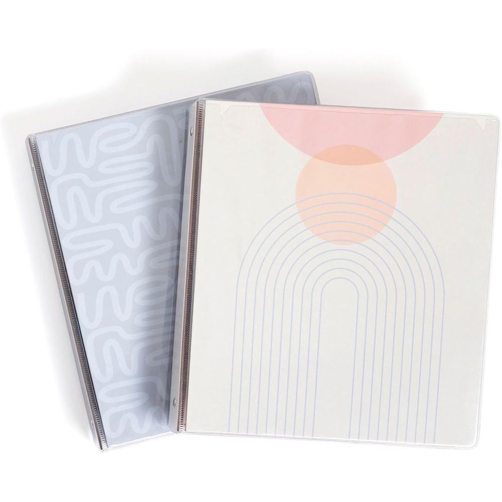 image:imageU Brands 2 Pack 1 Inch Clearview Binders Pastel Drift ORing 2 Interior Pockets Clear View Cover Holds Letter Size Paper2 Count Modern Geo Curve