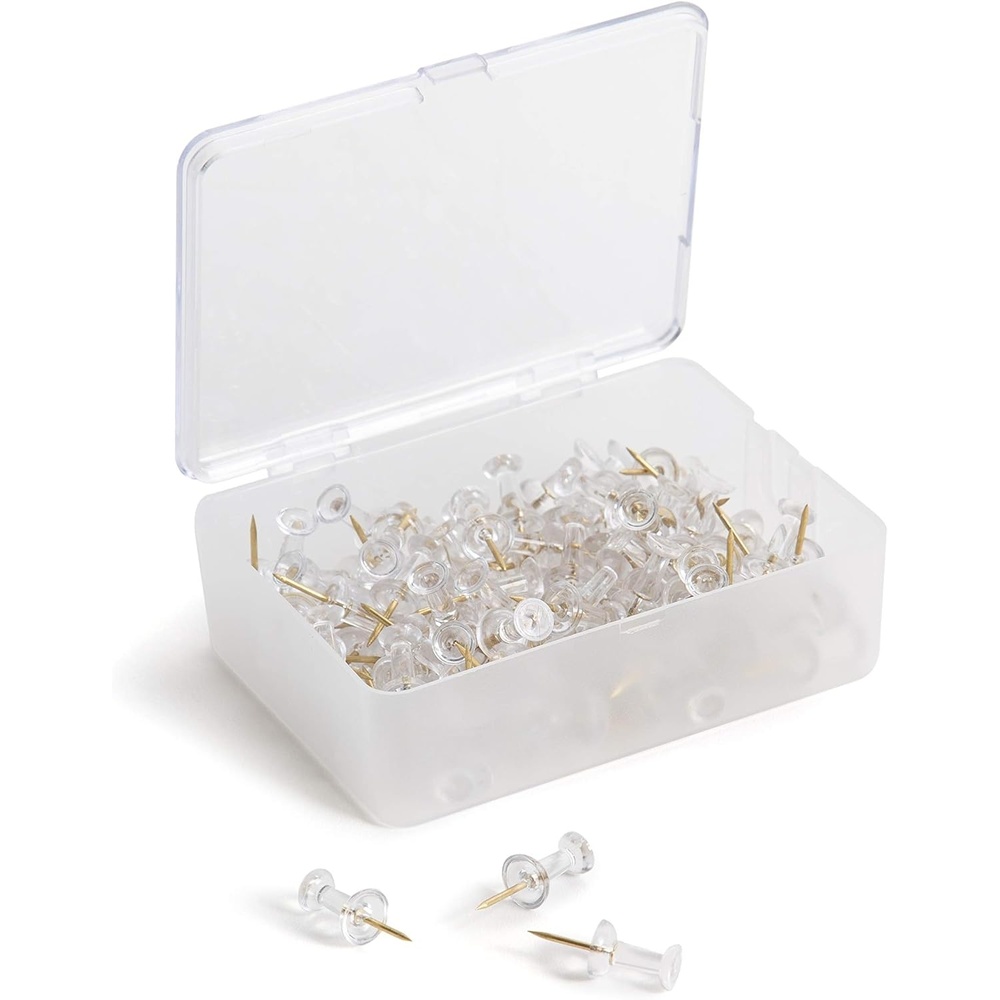 image:imageU Brands 3092U0624 Fashion Metal Thumbtacks Metal Brass 38Inch 200PackClearGold