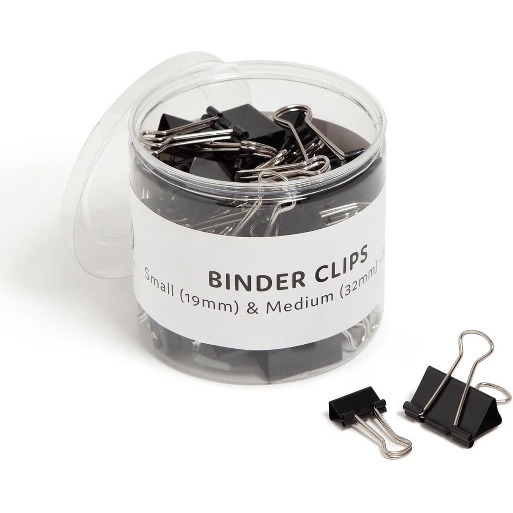 image:imageU Brands Binder Clips Assorted Sizes Small 34Inch Width and 13Inch Paper Holding Capacity Medium 114Inch Width and 12Inch Paper Holding Capacity Black and Silver Steel 80Count