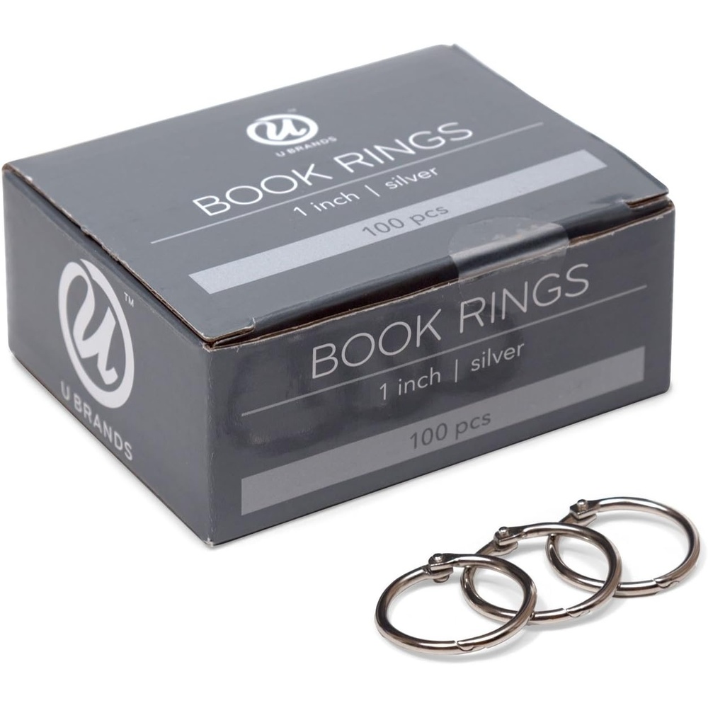 image:imageU Brands Book Rings Set Office Supplies Binder Accessories Silver 3 12 Count100 Count