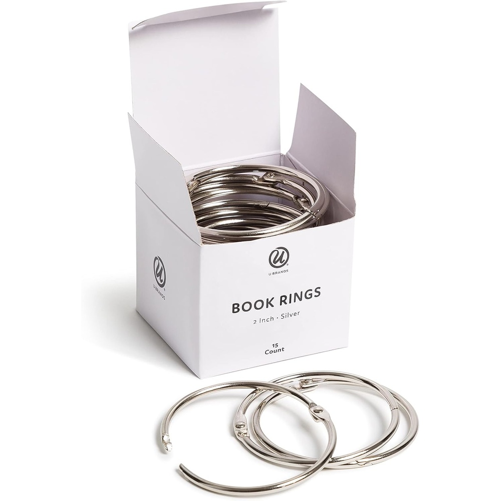 image:imageU Brands Book Rings Set Office Supplies Binder Accessories Silver 3 12 Count15 Count