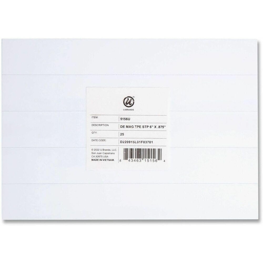 image:imageU Brands DryErase Magnetic Tape Strips 6 x 0875 White 25 Pack Reusable WriteOn Magnet Labels for Whiteboards Lockers Shelves Classroom Organization Office and Home