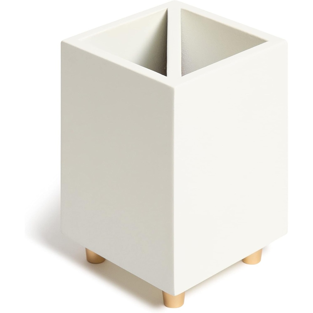 image:imageU Brands Juliet Pencil Cup Office Organization Supplies White and Gold 1 Count
